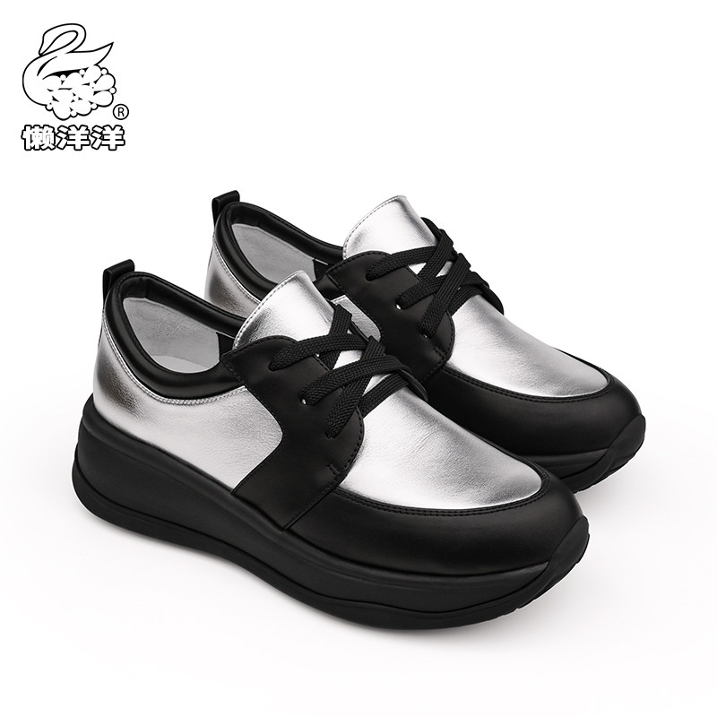 Lazy women's shoes calfskin soft bottom soft surface women's single shoes comfortable business British thick bottom casual shoes 0912B