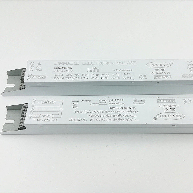 三贡SG-280EAA T5-E 一拖二80W荧光灯管调光电子整流器0/1-10V DC
