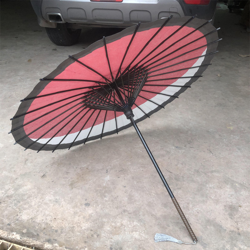 Come to chart Custom Fiber Rod Full Black Umbrella Skeleton Tung Oil Paper Umbrella COS Game Props Retro Hanfu Photo