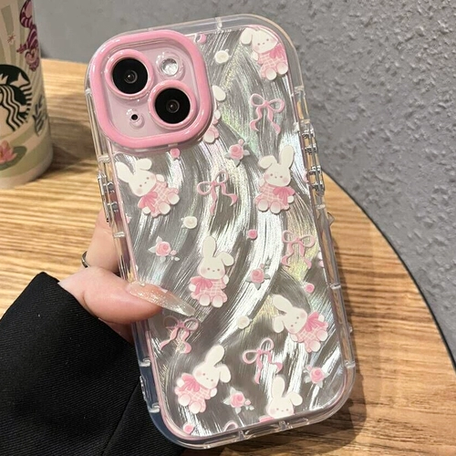 Apple, кремовый совместимый кролик, iPhone 15, iPhone15 Pro, чехол для телефона, милый креативный iPhone12 Pro, мобильный телефон, защитный чехол, 14, 14promax, новая коллекция, iphone, изысканный стиль, защита при падении