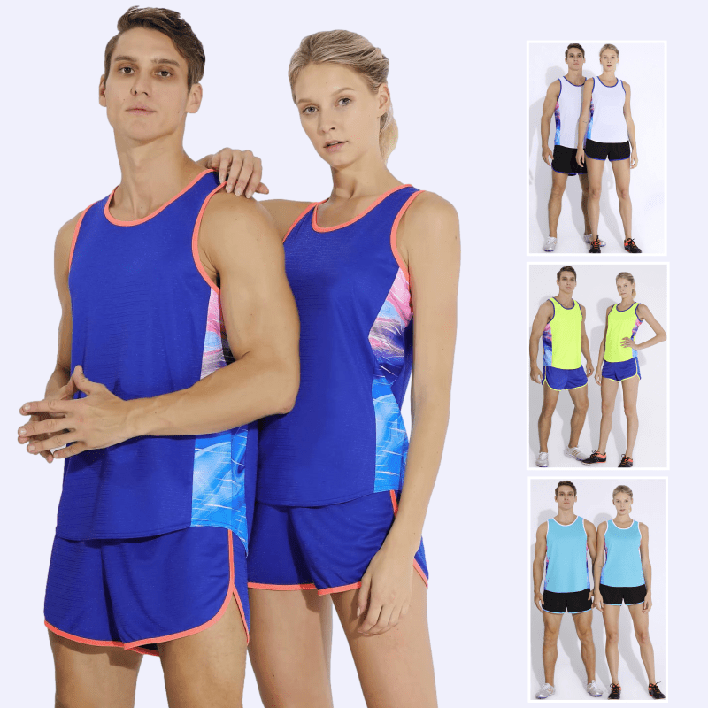 Men's and women's track and field training suits, track and field competition suits, running suits, vest shorts, comfortable, breathable and printable
