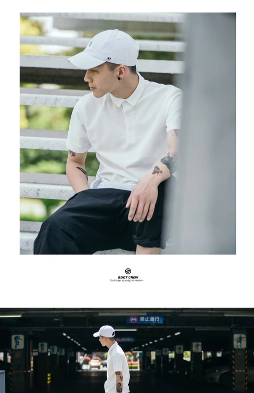 BDCT rắn màu mỏng mỏng Áo sơ mi nam polo Nhật Bản thương hiệu retro thủy triều trắng Paul áo thun ngắn tay thủy triều