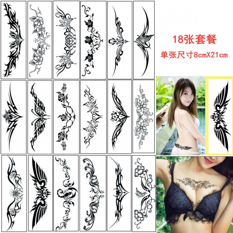 Tattoo stickers waterproof female long-lasting social simulation neck sexy waist abdomen concealer scar temptation strip totem