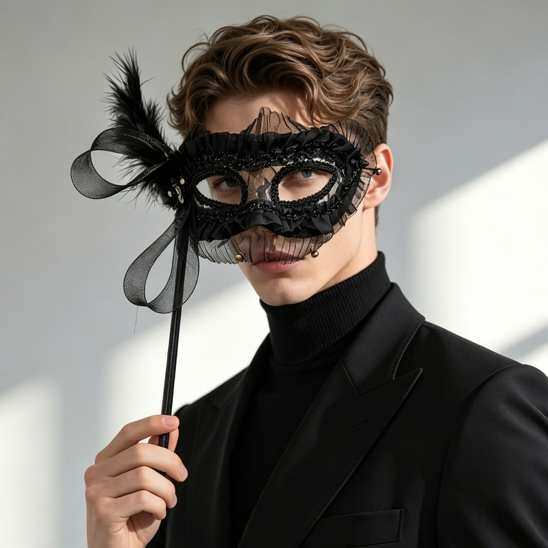 Hand-Held Party Masquerade Mask Halloween Christmas Carnival Party Masked Hand-Held Glasses Catwalk for Men and Women