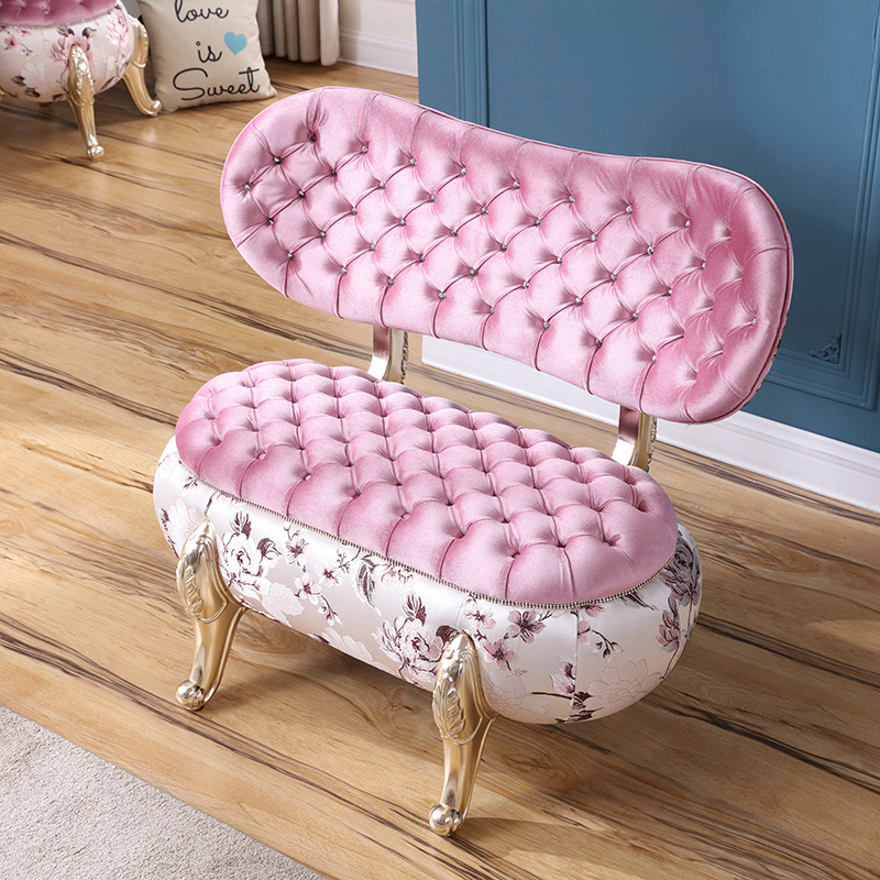 European sofa solid wood fabric small sofa living room combination double high back chair pumpkin stool shoe changing stool spot