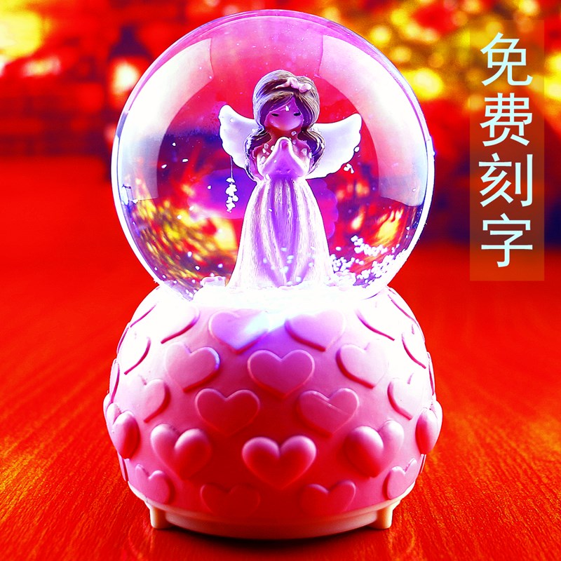 Girl's Heart Princess Water Crystal Ball Music Box Eight soundboxes Automatic Snow Children's birthday gifts for girls Children