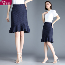 Hide blue half-body dress Summer style 2021 new short dress Chopped Flowers Fish Tail Skirt Mid-life Skirt Child Summer Step Half Skirt