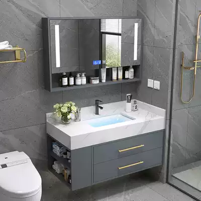 Light luxury Rock board integrated modern simple bathroom cabinet combination wash hand wash face pool smart powder room wash basin
