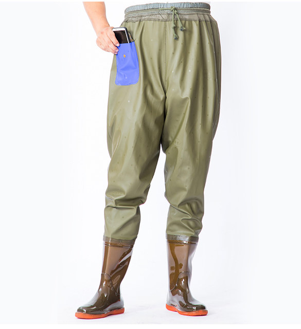 High waist water pants water shoes men and women half body fishing  waterproof pants leather fork