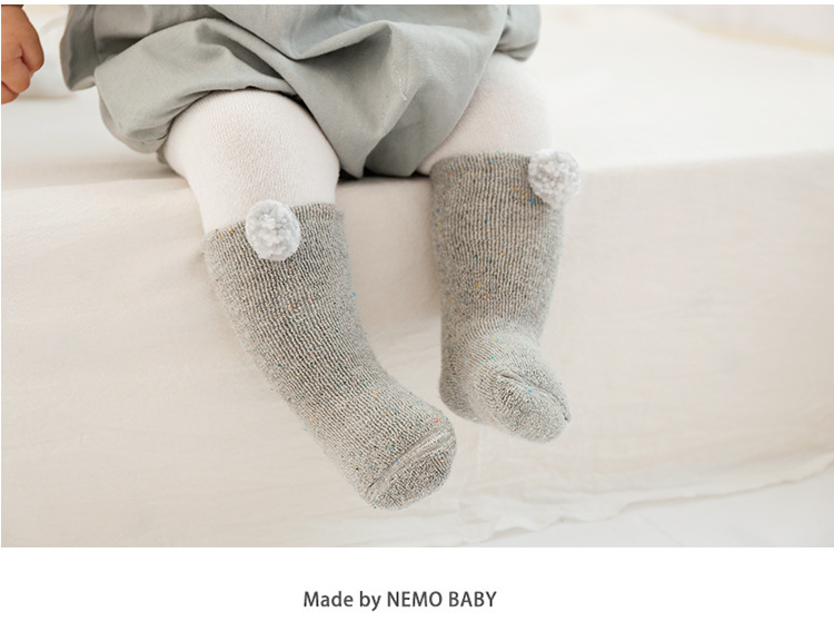 Mùa đông mới bé màu chấm terry dày tất ấm cho bé trong ống chống tóc vòng tròn khăn dày vớ thời trang bé trai