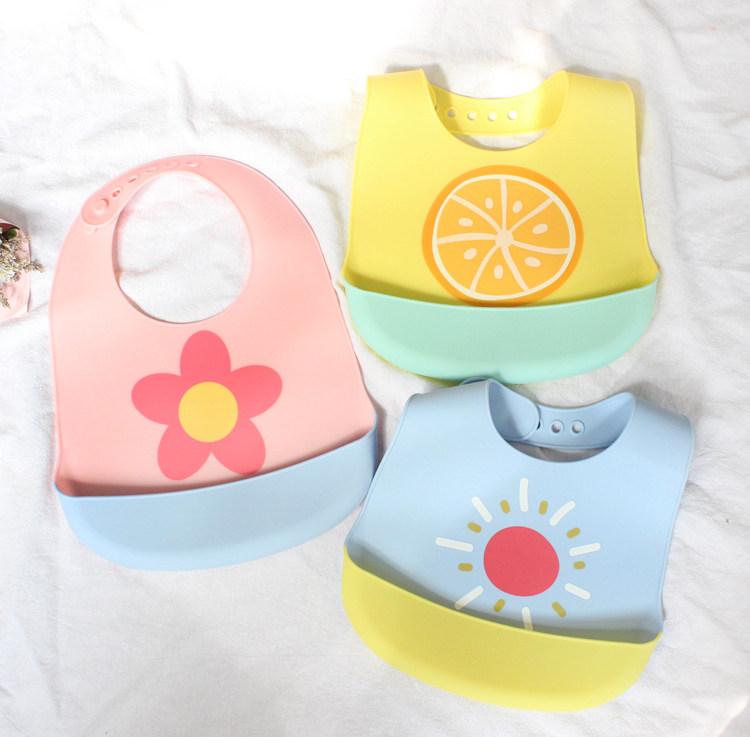 New food grade silicone Silicone Waterproof Eating Bib baby male and female baby male and female free of washing bib saliva towel to pick up and eat around for a soft pocket
