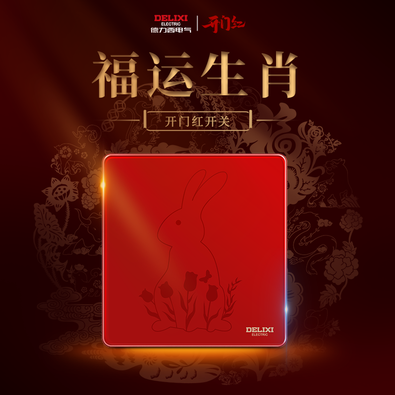 (Chinese zodiac is a good start) Delixi one open double control wall decoration switch 898 New Year's gift mascot