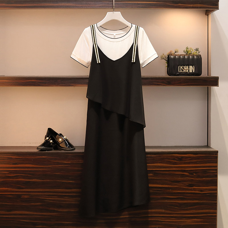 (Qiao Meixi) 2022 summer foreign fashion show thin belly chiffon pregnant woman suspender dress two-piece set