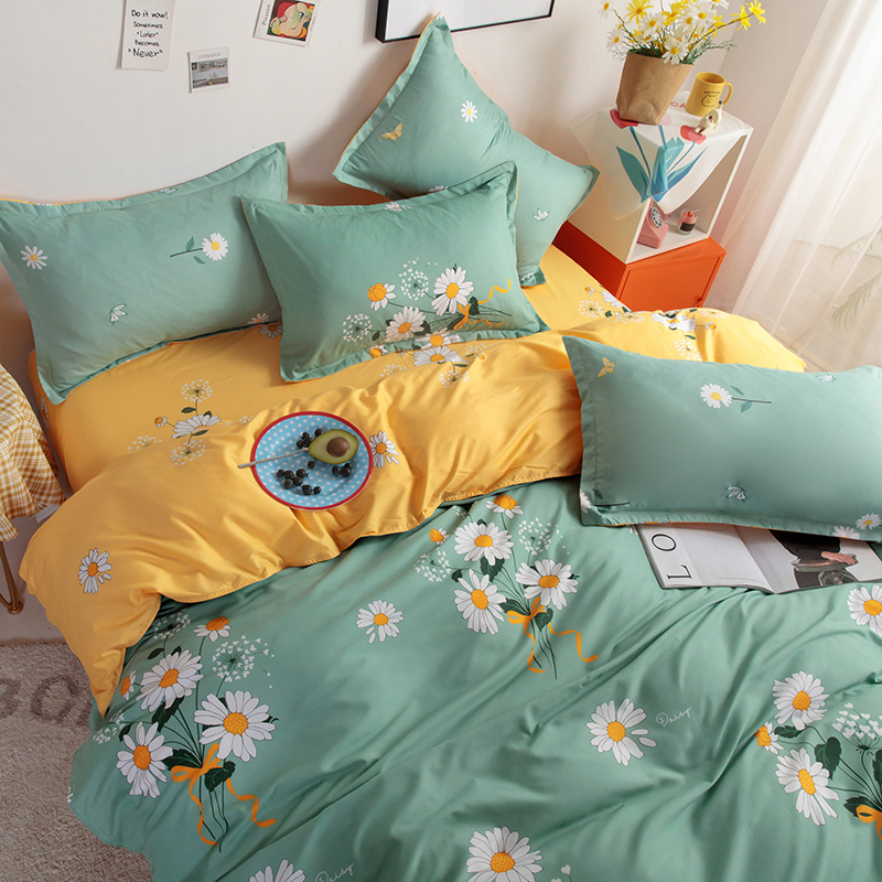 2023 new washed cotton four-piece bed sheet quilt cover ins wind three-piece quilt cover bedding 1 8m2 0m