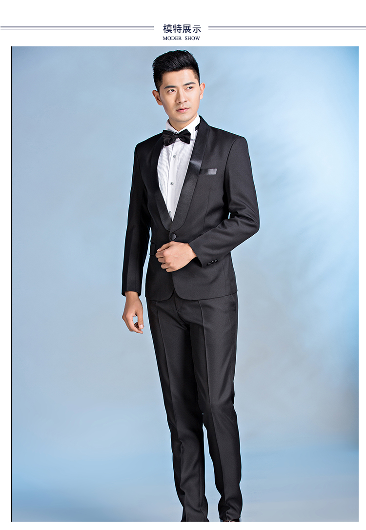 Yêu 99 nam cổ xanh đen Phiên bản Hàn Quốc của bộ đồ chủ nhà trang phục ca sĩ hợp xướng trang phục NZ059 - Suit phù hợp áo vest nam