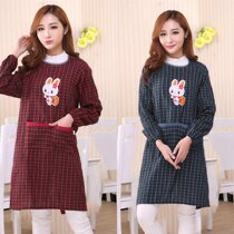 Long sleeve apron women anti-fouling and anti-oil adults male and female kitchen resistant to dirty pure cotton hood clothes Han version for work housework