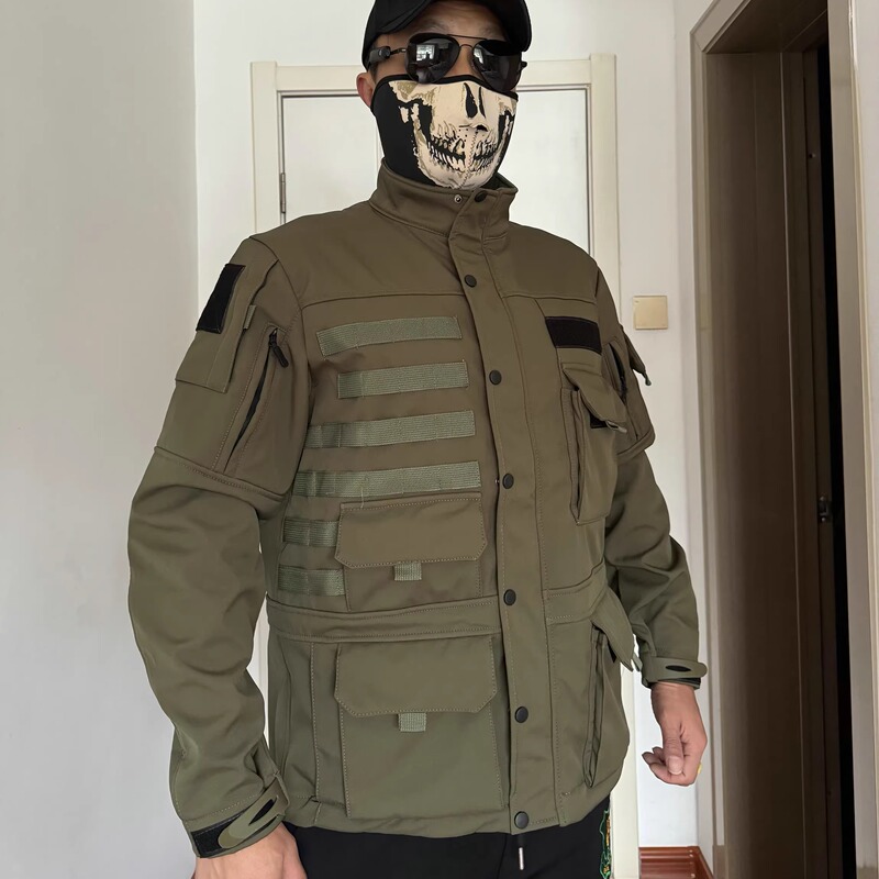 Beetle Mark 5 Soft Shell Cos Clothing Tactical Windbreaker Fleece-Lined Mid-Length Autumn and Winter Wear-Resistant Waterproof Jacket