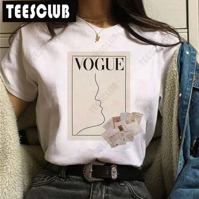[Vogue Lip T Shirt Женская футболка с ярким принтом губ]