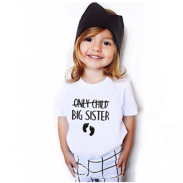 BigBrother/SisterTshirt ເສື້ອຍືດເດັກນ້ອຍແຂນສັ້ນພິມອອກໃຫມ່ຂອງເດັກນ້ອຍສີຂາວເທິງ