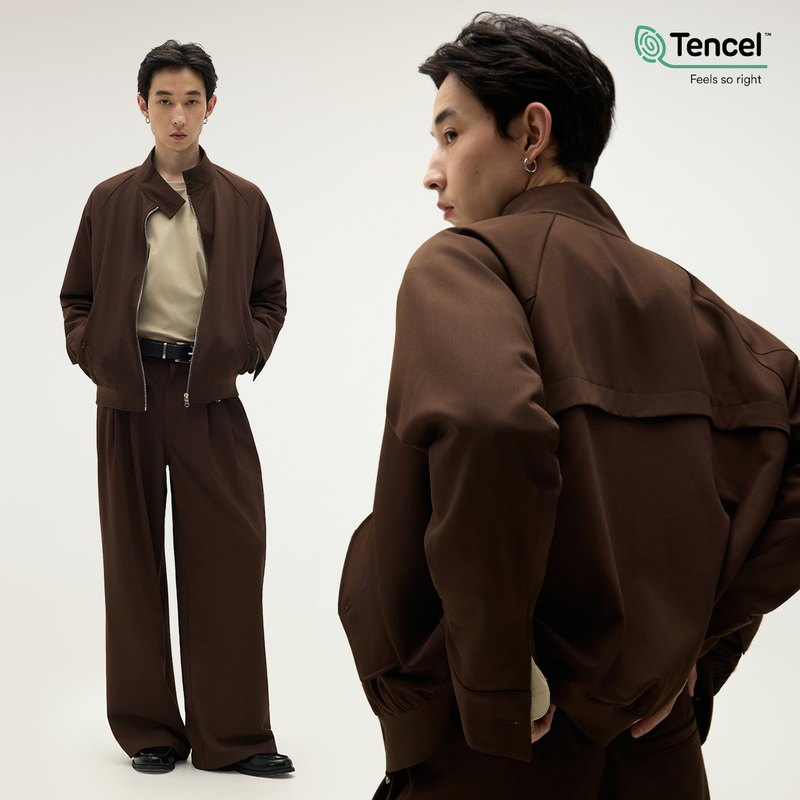 Somenum Forest 25Aw'Tencel Wool' Old Money Simple Casual Commuter Jacket Men's Harrington Jacket