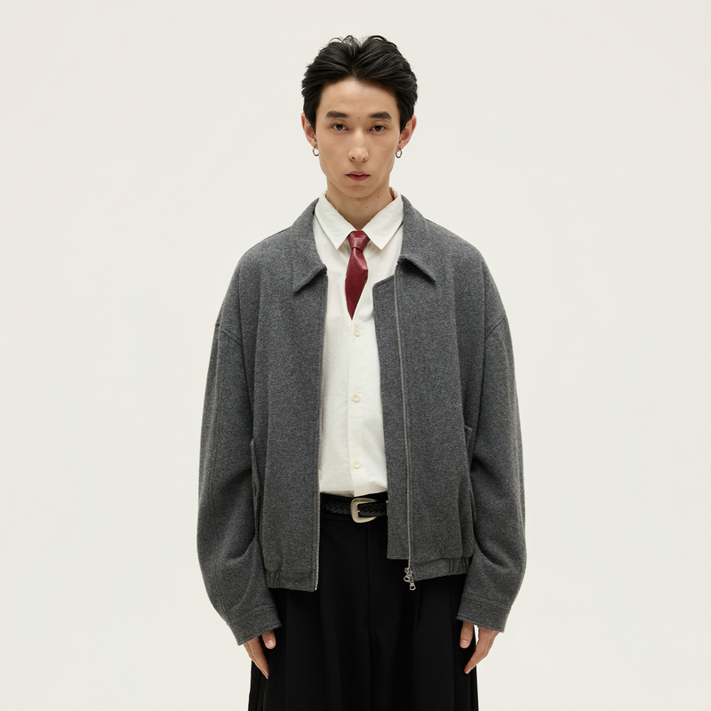 Somenum Forest 25Aw'Dracula' Wool Blend Blood Red Lining Autumn and Winter Short Woolen Jacket