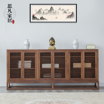  New Chinese style old elm dining side cabinet Locker storage cabinet Zen retro black walnut furniture Antique solid wood shoe cabinet