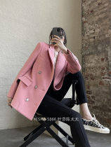 5566 Mrs. Yesha Chen Europe Station 2021 new female pink wool woolen coat blazer suit coat