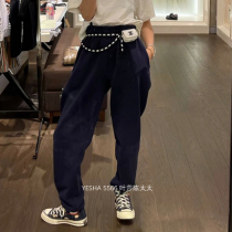 5566 Yesha Europe station casual pants womens 2021 Autumn New European goods bundle feet elastic waist pants sports pants
