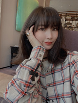 5566 Yesha Europe Station 2021 Autumn and Winter New European Women Retro Age Plaid Shirt Coat Long Sleeve Top