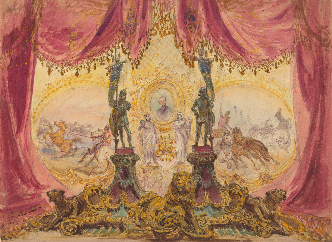 T954 Watercolor stage scene painting network camera library