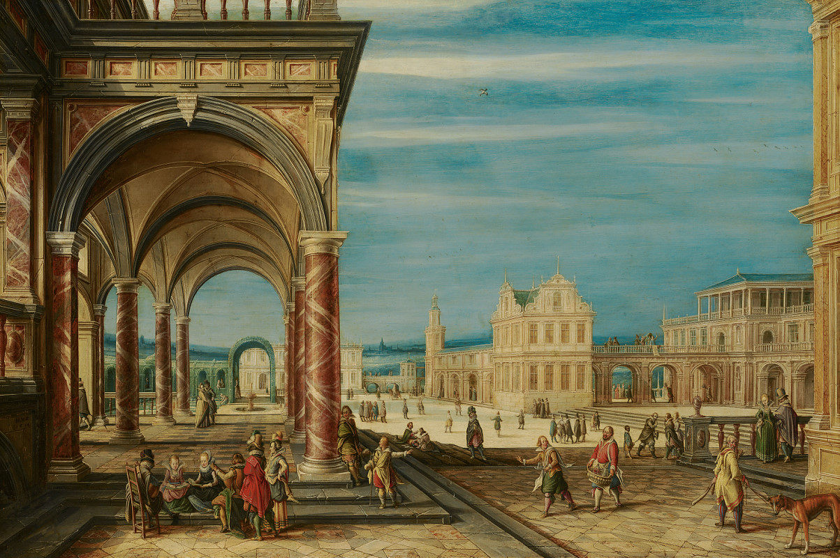 T726 (Netherlands) (Hendrick van Steenwyck) Father & Son Construction Themed Oil Painting Gallery