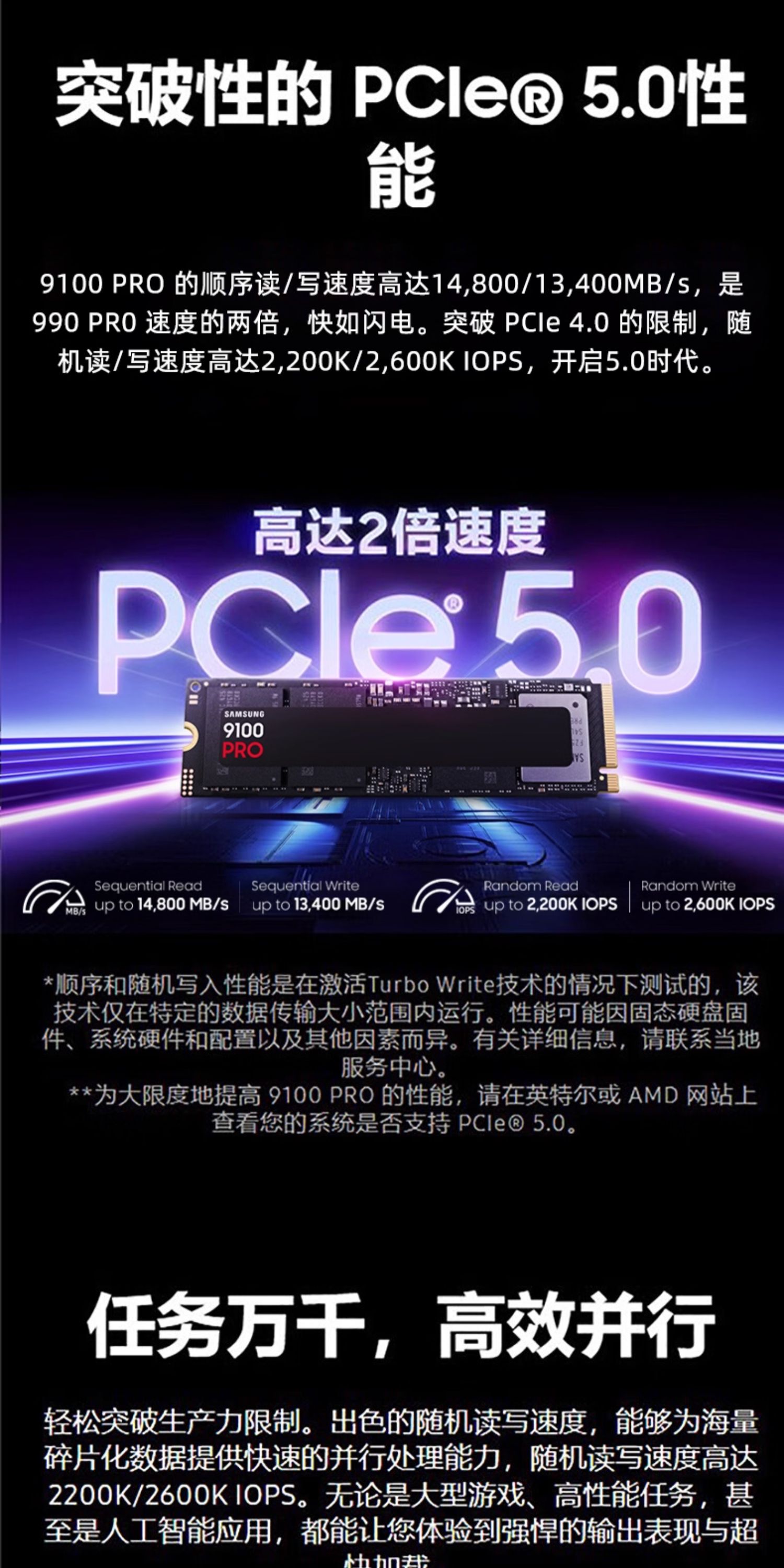 三星9100PRO 1TB/2TB M.2支持台式机笔记本SSD固态硬盘插图3 三星9100PRO 1TB/2TB M.2支持台式机笔记本SSD固态硬盘插图3