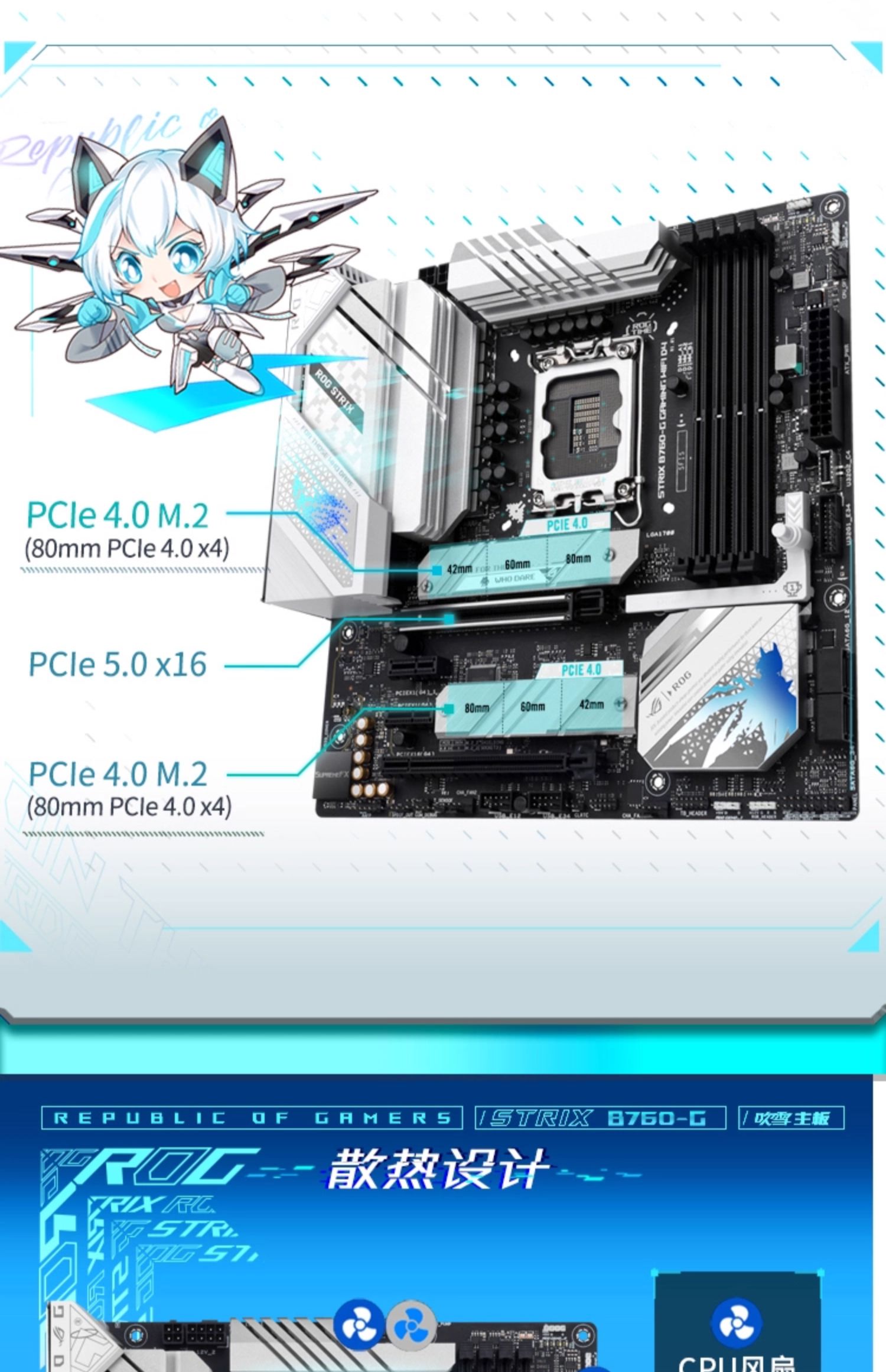 Asus/华硕ROG小吹雪 STRIX B760-G GAMING WIFI/D4台式机电脑主板插图5