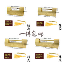 Copper lock Chinese antique lock horizontal open padlock old small lock vintage engraved pure copper ancient horizontal bolt lock