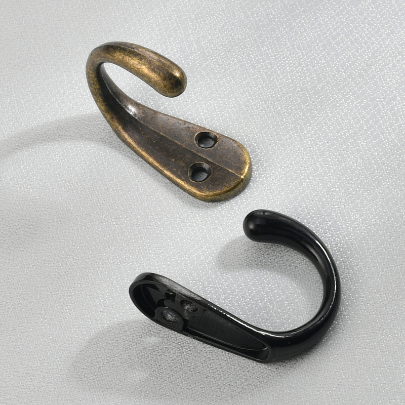Zinc Alloy Coat Hook Single Hook Simple Metal Clothes Hook Black Key Hook Cabinet American Country Retro
