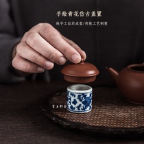 Jingdezhen under the glaze hand-painted tea set antique blue and white winding lotus landscape ceramic cover set to tea pet elegant play finger