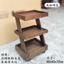 Hair salon hairdressing manicure beauty instrument rack three-layer pattern embroidery fire can storage rack tool car pulley wooden trolley