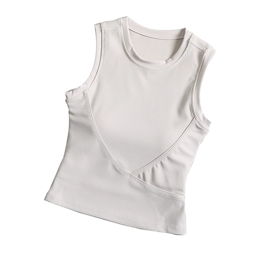 Топ с чашечками, одежда для йоги для йоги, тонкая быстросохнущая футболка без рукавов, майка для спортзала