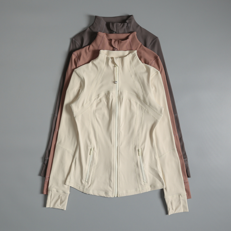 Lulu Style Yoga Jacket for Women, Spring and Autumn Outdoor Fitness Stand-Up Collar Cardigan Jacket, Quick-Drying Running Sports Top