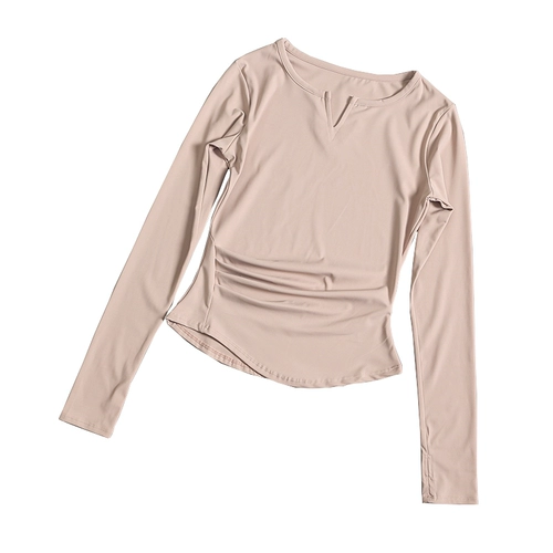 Сексуальный элитный быстросохнущий лонгслив для спортзала, дышащая спортивная футболка, одежда для йоги, комплект, V-образный вырез, в обтяжку, по фигуре, для бега