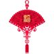 2024 New Year decoration layout Chinese knot pendant living room TV background wall Spring Festival fan-shaped fortune pendant