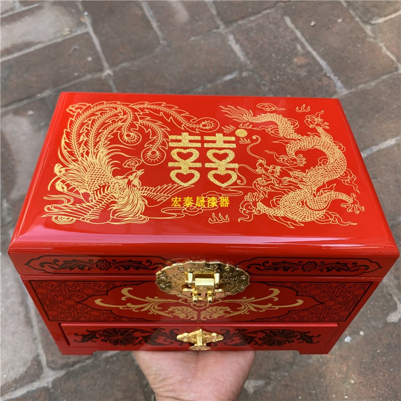 Pingyao push paint wedding gift packaging box Chinese classical jewelry box wedding gift box