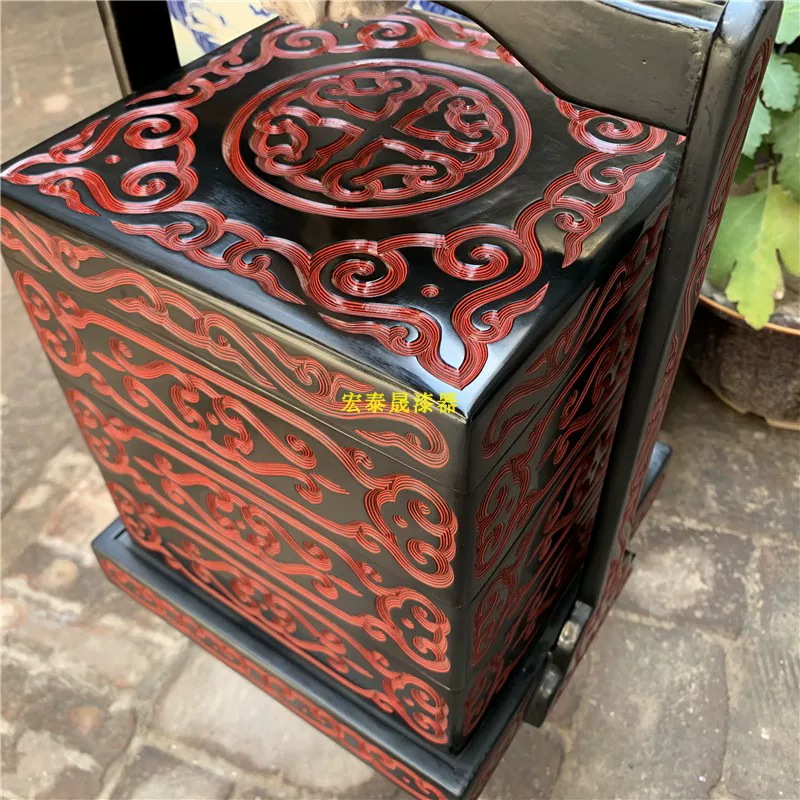 Box-резьба по облакам бутиковая лакированная коробка конфеты коробка рога резной сухофрукт блюдо жареная утка китайская еда коробка
