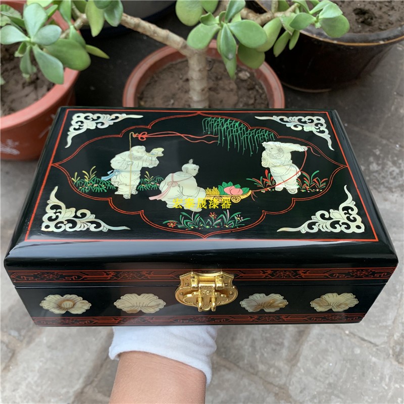 Yangzhou Snail Platinum Lacquered Ware First Accessories Box Inlaid Shell Jewelry Box Wooden Mother's Festival Gift