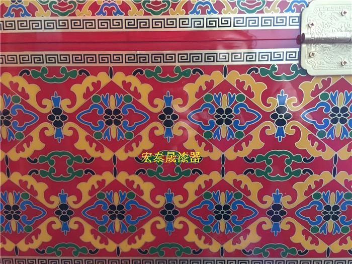 Hộp đựng sơn mài Pingyao Dây đồng dát cao cấp chín màu vẽ tay rồng và phượng hoàng Cheng Tường của hồi môn của hồi môn - Cái hộp thùng gỗ đựng đồ