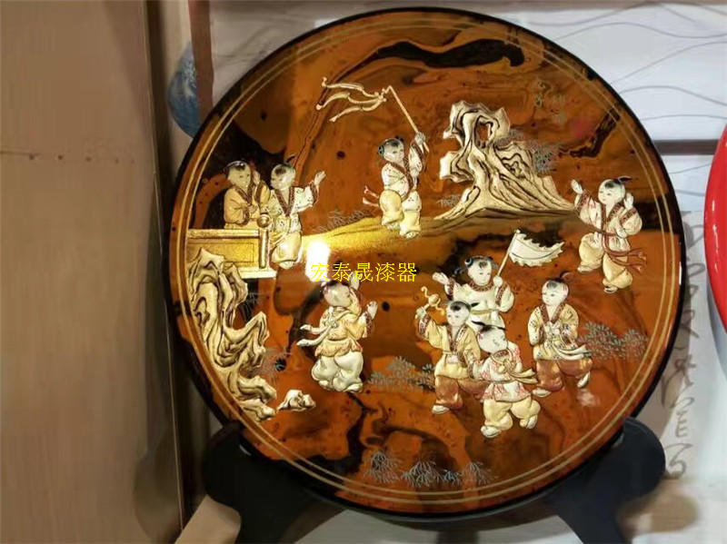 Wood lacquerware pendulum with flat remote lacquered ware decoration sitting tray bogus shelf swing tray See disc