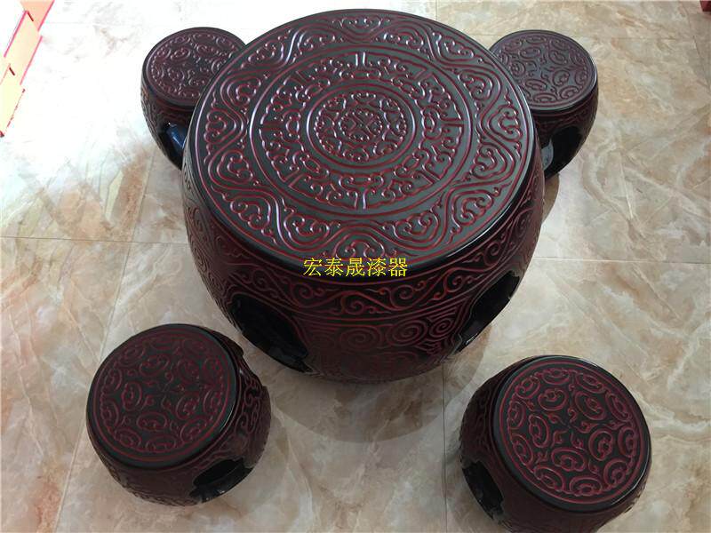 товар из китая 平遥漆器茶桌绣墩 剔犀工艺品 云纹雕刻万事如意乔迁新居礼品 OTHER