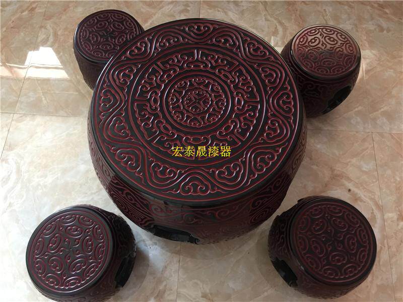 товар из китая 平遥漆器茶桌绣墩 剔犀工艺品 云纹雕刻万事如意乔迁新居礼品 OTHER