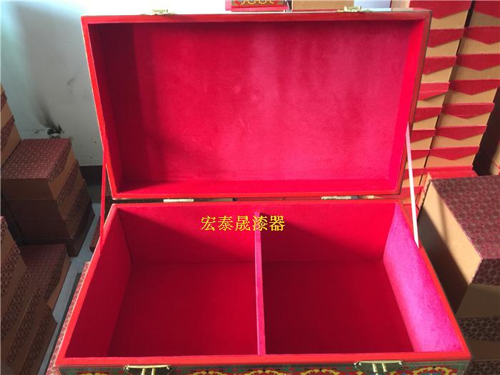 Hộp đựng sơn mài Pingyao Dây đồng dát cao cấp chín màu vẽ tay rồng và phượng hoàng Cheng Tường của hồi môn của hồi môn - Cái hộp thùng gỗ đựng đồ