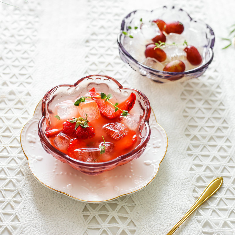 Bird's Nest Bowl, Dessert Bowl, Exquisite Heat-Resistant Mini Cherry Blossom Glass Bowl, Sugar Water, White Fungus Soup Bowl, Ice Cream Small Bowl, Salad Bowl